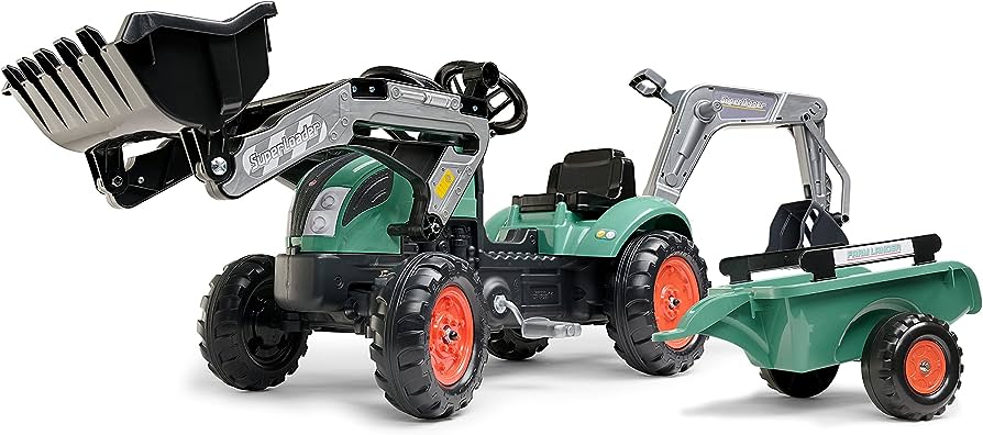 Falk Kubota Riesen Trettraktor – Mit Frontlader Und Anhänger, Pedalkettenantrieb, Profilräder