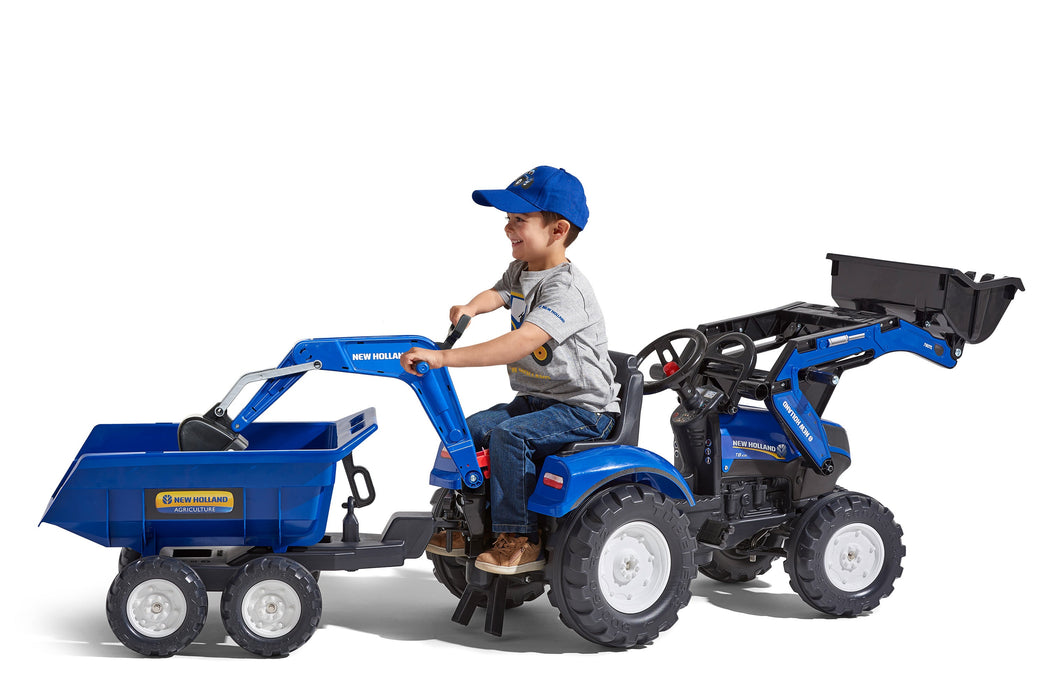 FALK - New Holland T8 Trettraktor mit Lader, Bagger und Maxi-Abstellgleis - Traptrecker