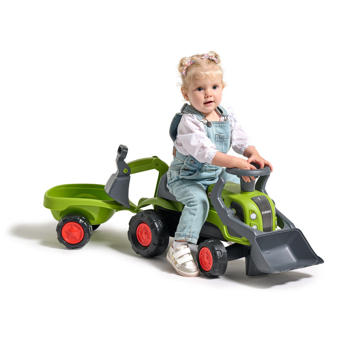 Claas Rutscher mit Heckbagger, Frontlader und Anhänger