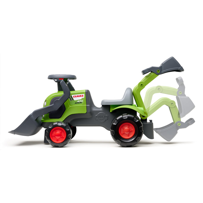 Claas Rutscher mit Heckbagger, Frontlader und Anhänger