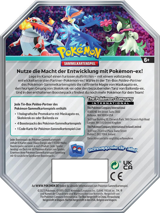 Pokémon Tin-Box Paldea-Partner (DE) Bailonda / Maskagato / Skelokrok