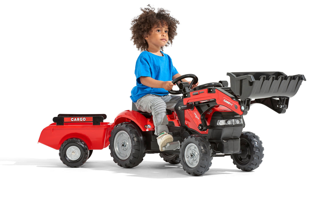 Case Trettraktor mit Anhänger und Frontlader