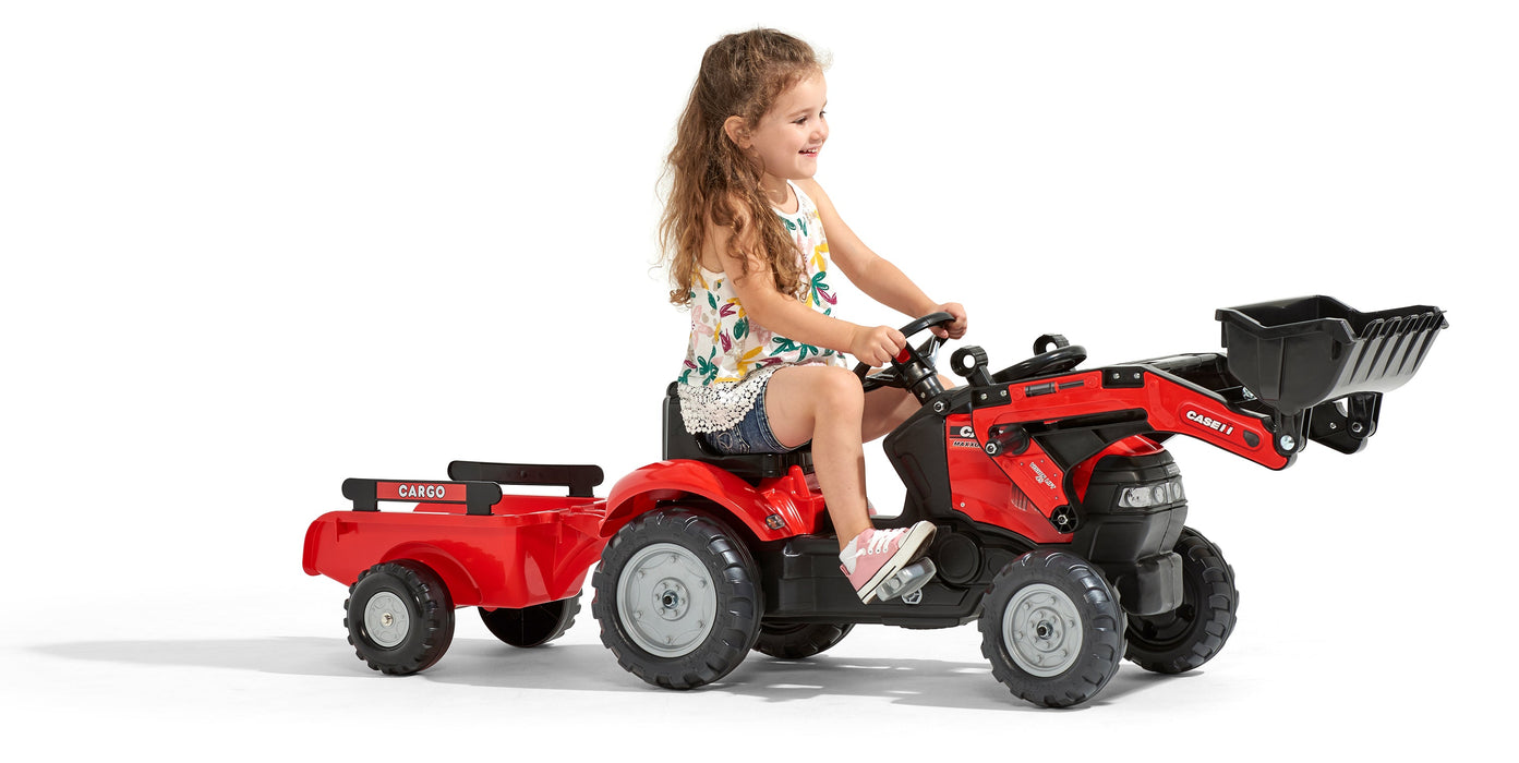 Case Trettraktor mit Anhänger und Frontlader