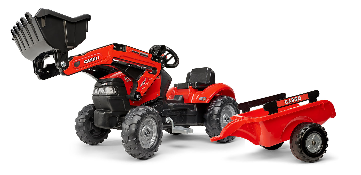 Case Trettraktor mit Anhänger und Frontlader