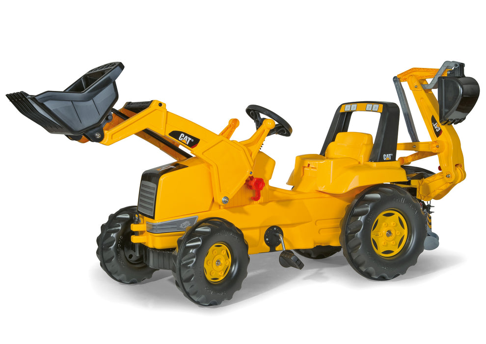 Rolly Toys pedal tractor rollyJunior CAT with backhoe and front loader —  Traptrecker