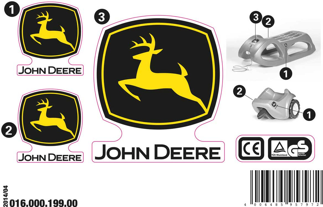 Aufkleberset für John Deere Snow Cruiser & Minitrac Trailer