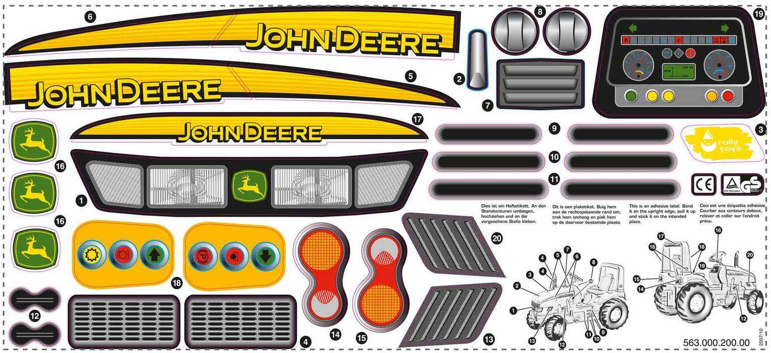 rolly toys Aufkleber X-Trac John Deere